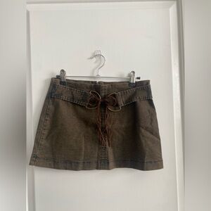 Silence + Noise Brown Skirt with Bow Detail